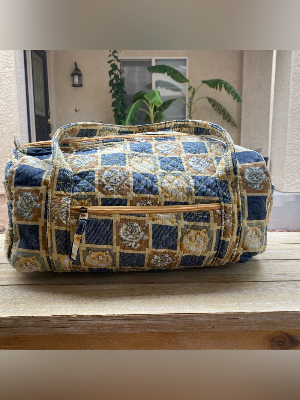 Vintage Ms Millie quilted cat pattern weekender bag